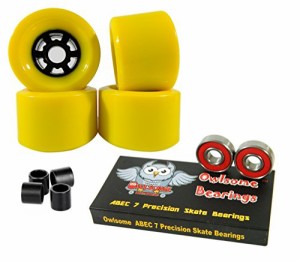 ウィール タイヤ スケボー Owlsome 83mm Wheels Longboard Flywheels ABEC 7 Precision Bearings (Yellow)