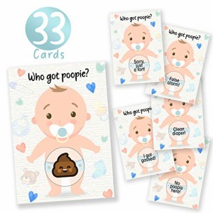 海外カードゲーム 英語 アメリカ 33 Baby Shower Raffle Card Game | Poopie Emoji Scratch Off Lotter