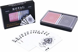 海外カードゲーム 英語 アメリカ 2-Decks Royal Poker Size Large (Jumbo) Index 100% Plastic Playing