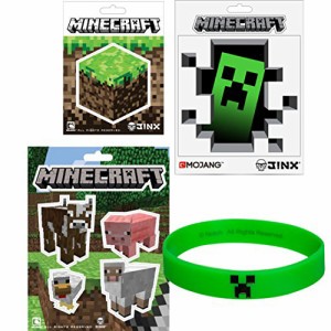 マインクラフト マイクラ mojang Minecraft Stickers & Creeper Rubber Bracelet Gift Set