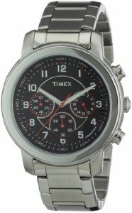 腕時計 タイメックス メンズ Timex Men's T2N166 Stainless Steel Analog with Black Dial Watch