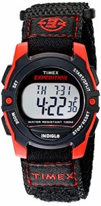 腕時計 タイメックス メンズ Timex Unisex T49956 Expedition Mid-Size Digital CAT Black/Red Fast Wrap