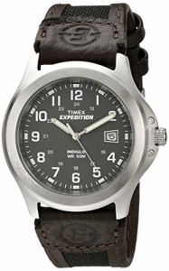 腕時計 タイメックス メンズ Timex Men's T40091 Expedition Metal Field Black/Brown Nylon/Leather Str