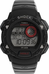 腕時計 タイメックス メンズ Timex Men's T49977 Expedition Base Shock Black/Red Resin Watch