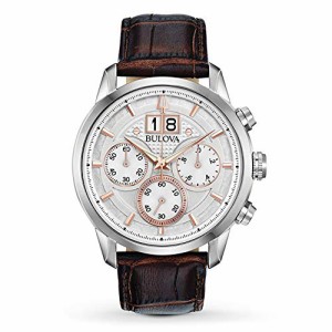 腕時計 ブローバ メンズ Bulova Mens Chronograph Quartz Watch with Leather Strap 96B309