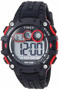腕時計 タイメックス メンズ Timex Men's TW5M27000 DGTL Big Digit 48mm Black/Gray/Red Silicone Strap
