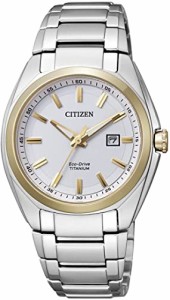 腕時計 シチズン 逆輸入 Citizen Women's Analogue Eco-Drive Watch with a Titanium Strap, White/Silver,