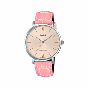 腕時計 カシオ レディース Casio LTP-VT01L-4B Women's Minimalistic Peach Dial Pink Leather Band Analo