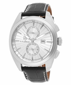 腕時計 S.Coifman（コイフマン） メンズ S.Coifman Sc0132 Men's White Dial Black Italian Genuine Lea