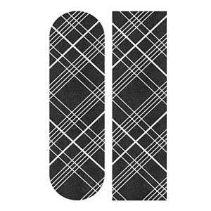 デッキテープ グリップテープ スケボー YYZZH Black and White Plaid Tartan Geometric Print Skate
