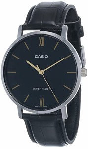 腕時計 カシオ メンズ Casio MTP-VT01L-1B Men's Minimalistic Black Dial Black Leather Band Analog Watch