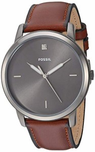 腕時計 フォッシル メンズ Fossil Men's Minimalist Carbon Quartz Leather Three-Hand Watch, Color: Bro