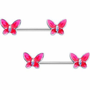 ボディキャンディー ボディピアス アメリカ Body Candy Steel Aurora Accent Pink Butterfly Beau