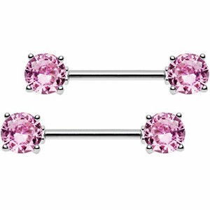 ボディキャンディー ボディピアス アメリカ Body Candy Stainless Steel Pink Accent Barbell Nip