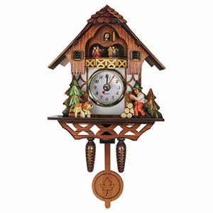 カッコー時計 インテリア 壁掛け時計 Vosarea Wooden Wall Clock,Small Clock Decor,Cuckoo Shaped C