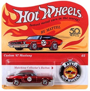 ホットウィール Hot Wheels 50周年記念 カスタム ’67 マスタング 4/5 ボタンつき レッド Mustang ビーク