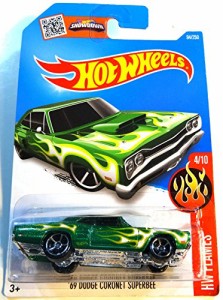 ホットウィール マテル ミニカー Hot Wheels, 2016 HW Flames, '69 Dodge Coronet Superbee [Green] Di