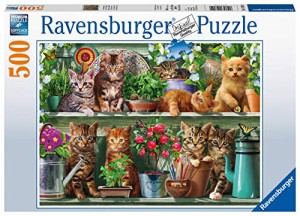 ジグソーバズル 海外製 500ピース 棚の上の猫 ネコ サイズ約49x36センチ ペット・動物 Ravensburger