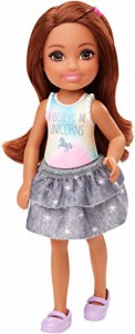 バービー バービー人形 Barbie Club Chelsea Doll (6-inch Brunette) Wearing Unicorn-Themed Graphic and 