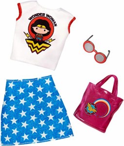 バービー バービー人形 Barbie Clothes: Wonder Woman Outfit Doll with Graphic Top, Star-Print Skirt, P