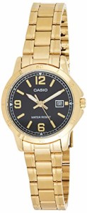 腕時計 カシオ レディース Casio LTP-V004G-1B Women's Gold Tone Stainless Steel Black Dial Date Dress