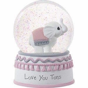 スノーグローブ 雪 置物 Precious Moments Love You Tons Elephant Musical Snow Globe, One Size, Pink