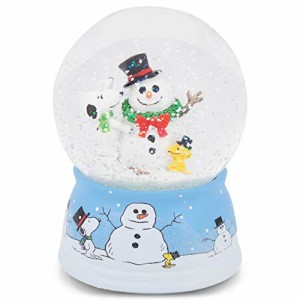 スノーグローブ 雪 置物 Roman Snoopy and Woodstock with Snowman Musical Snowdome 5.5 Inch Multicolor