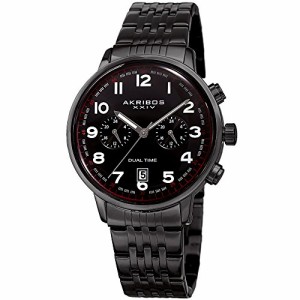 腕時計 アクリボスXXIV メンズ Akribos XXIV Men's Black Dual Time Zone Watch -2 Subdials with Black C