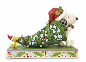 エネスコ Enesco ピーナッツ クリスマスツリーを運ぶスヌーピーとウッドストック フィギュア イ