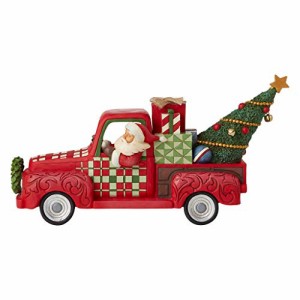 エネスコ Enesco 置物 インテリア Enesco Jim Shore Country Living Santa in Red Pickup Truck Figurine,