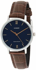 腕時計 カシオ レディース Casio LTP-VT01L-2B Women's Minimalistic Blue Dial Brown Leather Band Analo