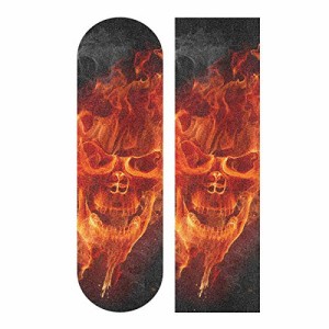 デッキテープ グリップテープ スケボー YYZZH Fire Skull in Flame Smoke Print On Black Skateboar