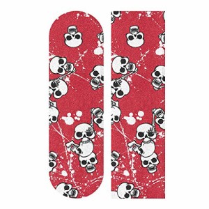 デッキテープ グリップテープ スケボー Skull Red Background Skateboard Grip Tape Scooter Gripta