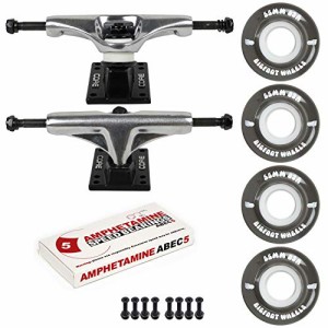 ウィール タイヤ スケボー Skateboard Package 4.75 (7.25") Silver Trucks 55mm 83A Black Cruiser Wheel