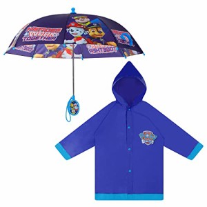 パウパトロール カッパと傘のレインウェアセット 6-7歳用 スナップボタン ダークブルー 傘サイ