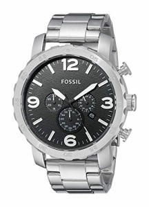 腕時計 フォッシル メンズ Fossil Men's Nate Quartz Stainless Steel Chronograph Watch, Color: Silver 