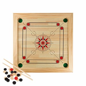 ボードゲーム 英語 アメリカ Carrom Board Game Classic Strike and Pocket Table Game with Cue Sticks,