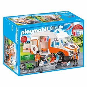 プレイモービル PlayMOBIL 70049 ライトが点滅する救急車 62ピース 4歳以上 3体のフィギュアのほかア