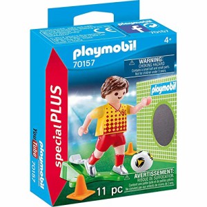 プレイモービル ブロック 組み立て Playmobil 70157 Special Plus Football Player with Goal Wall, F