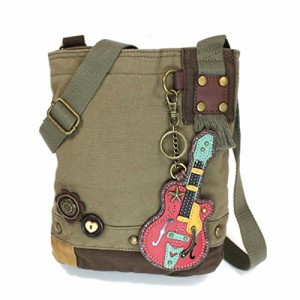 chala バッグ パッチ Canvas Cotton Cross-body Tote Bags with GUITAR Key Fob/Coin Purse and Zipper Closure