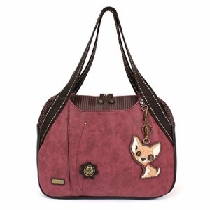 chala バッグ パッチ CHALA Handbag Shoulder Purse Tote Bag with Animal Purse Charm (835GY) (Burgundy Chih