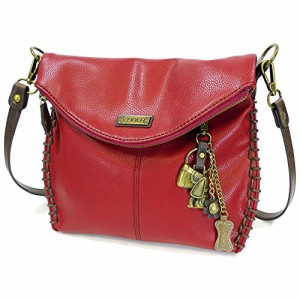 chala バッグ パッチ CHALA Charming Crossbody Bag - Flap Top and Leather Key Charm in Burgundy Cross-Body