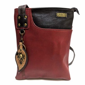 chala バッグ パッチ CHALA Handbags Swing PU Leather Cell Phone Purse with Metal Key Chain (Burgundy- Bro