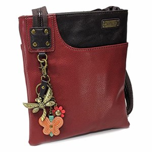 chala バッグ パッチ CHALA SWING Pack Small Cross-Body Purse with Metal Mini Keychain (Burgundy_ Dragonfl