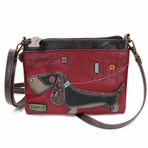 chala バッグ パッチ Chala Small Crossbody Phone Purse with 2 Adjustable Strap (Burgundy dachshund)