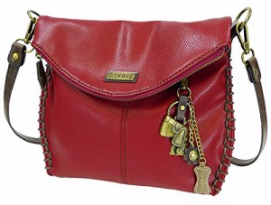 chala バッグ パッチ Chala Charming Crossbody Bag with Zipper Flap Top and Metal Chain - Burgundy - Dog, 