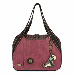 chala バッグ パッチ CHALA Large Bowling Tote Bag with coin purse Burgundy (Schnauzer)