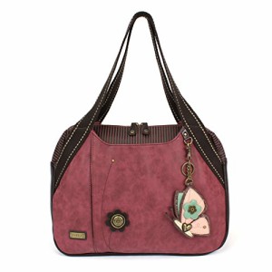 chala バッグ パッチ Chala Large Bowling Tote Bag with coin purse Burgundy (Butterfly Burgundy)