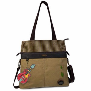 chala バッグ パッチ CHALA Canvas Convertible Stripe Work Tote with Chala Key-Fob in Light Olive (Guitar)