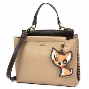 chala バッグ パッチ CHALA Charming Satchel with Adjustable Strap - Chihuahua - Taupe